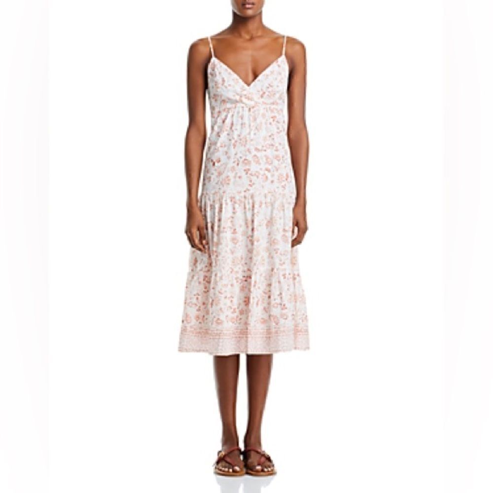 Aqua V-neck tiered midi dress
